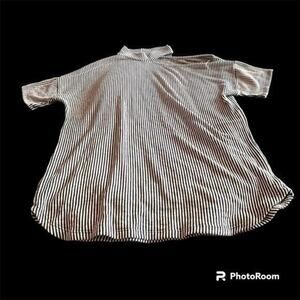 Wanna B striped open shoulder asymmetrical shirt